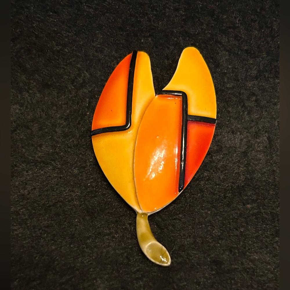 Vintage HAR Modernist Enamel Floral Booch